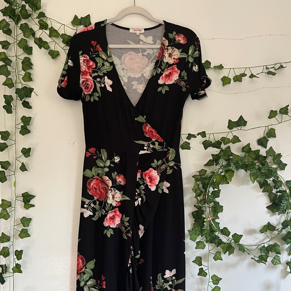 Stella Tweed black floral dress